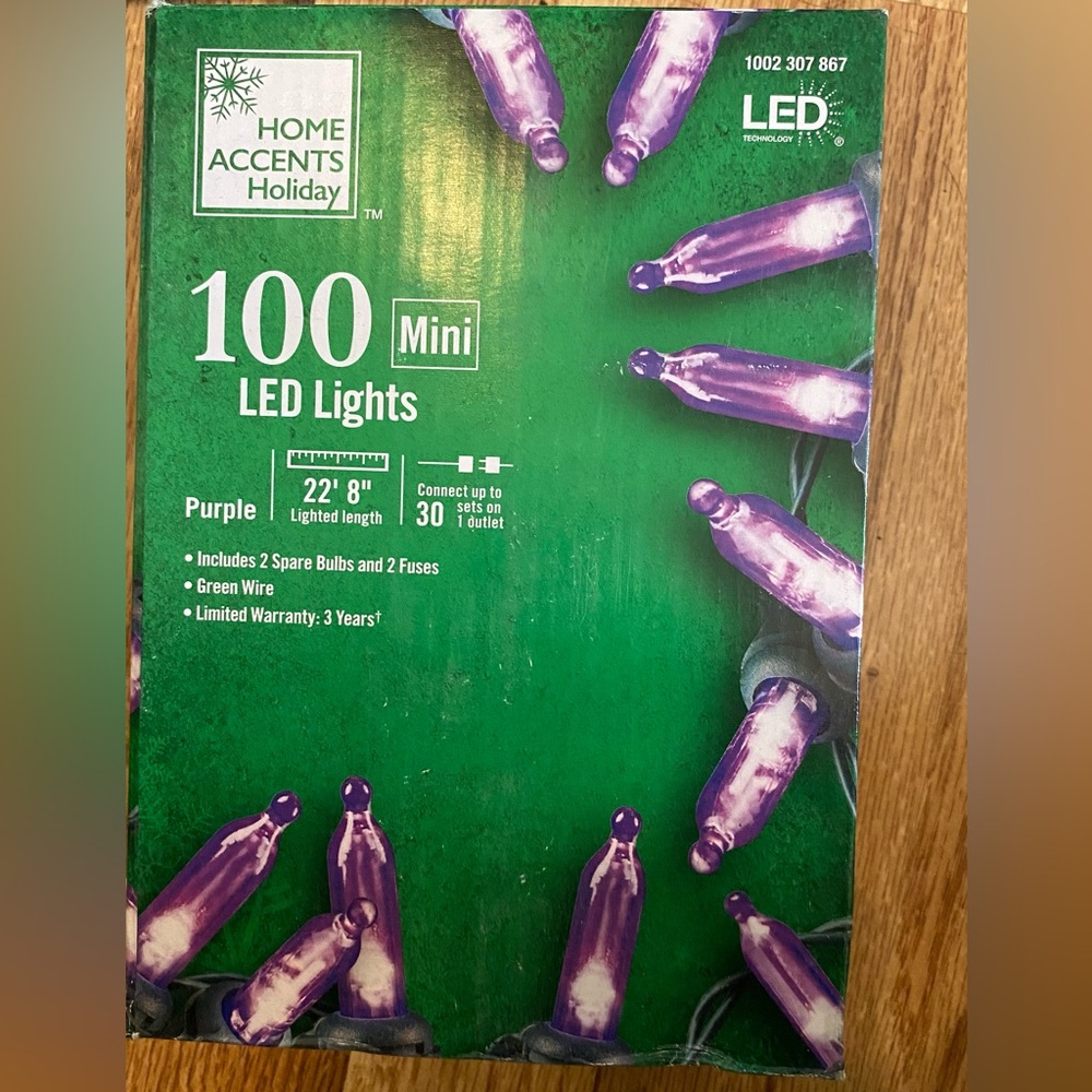 Holiday Purple LED Mini Lights NIB